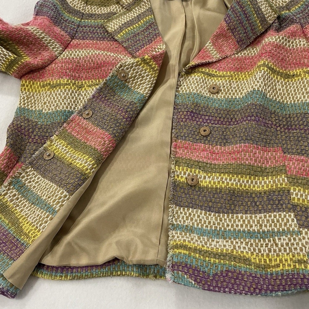 Akris Linen Blend Pastel Stripe 2 pc Suit Jacket Skirt Classic Chic Swiss Artsy - Picture 11 of 16